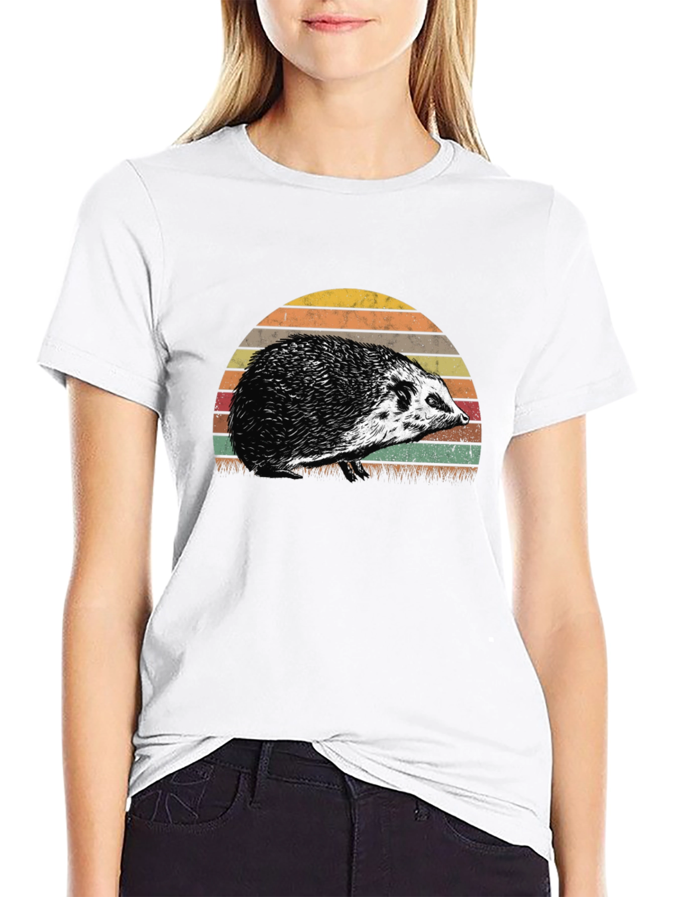 Retro Hedgehog Sunset Graphic Tee