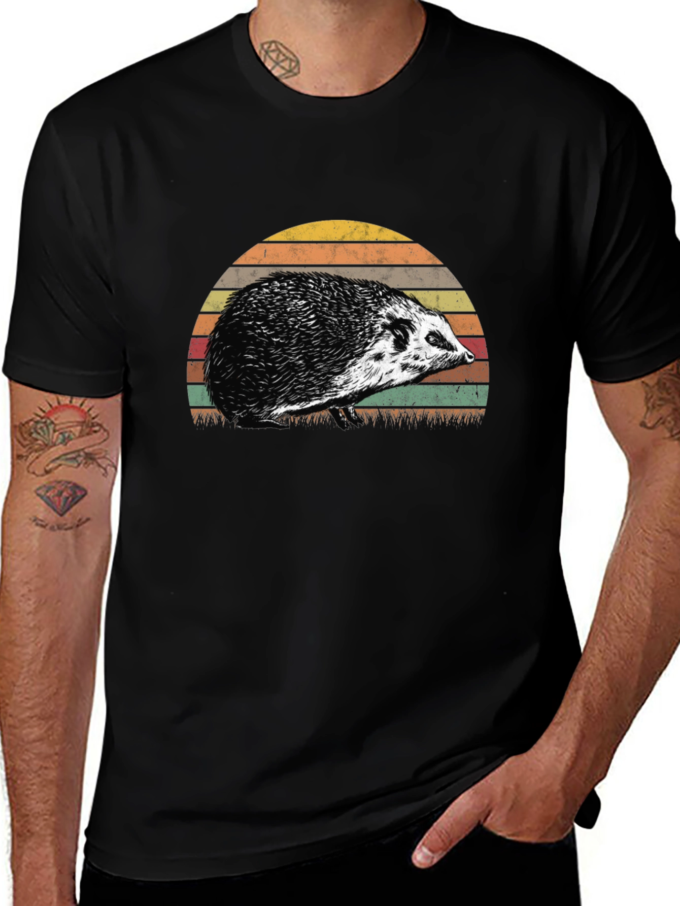 Retro Hedgehog Sunset Graphic Tee