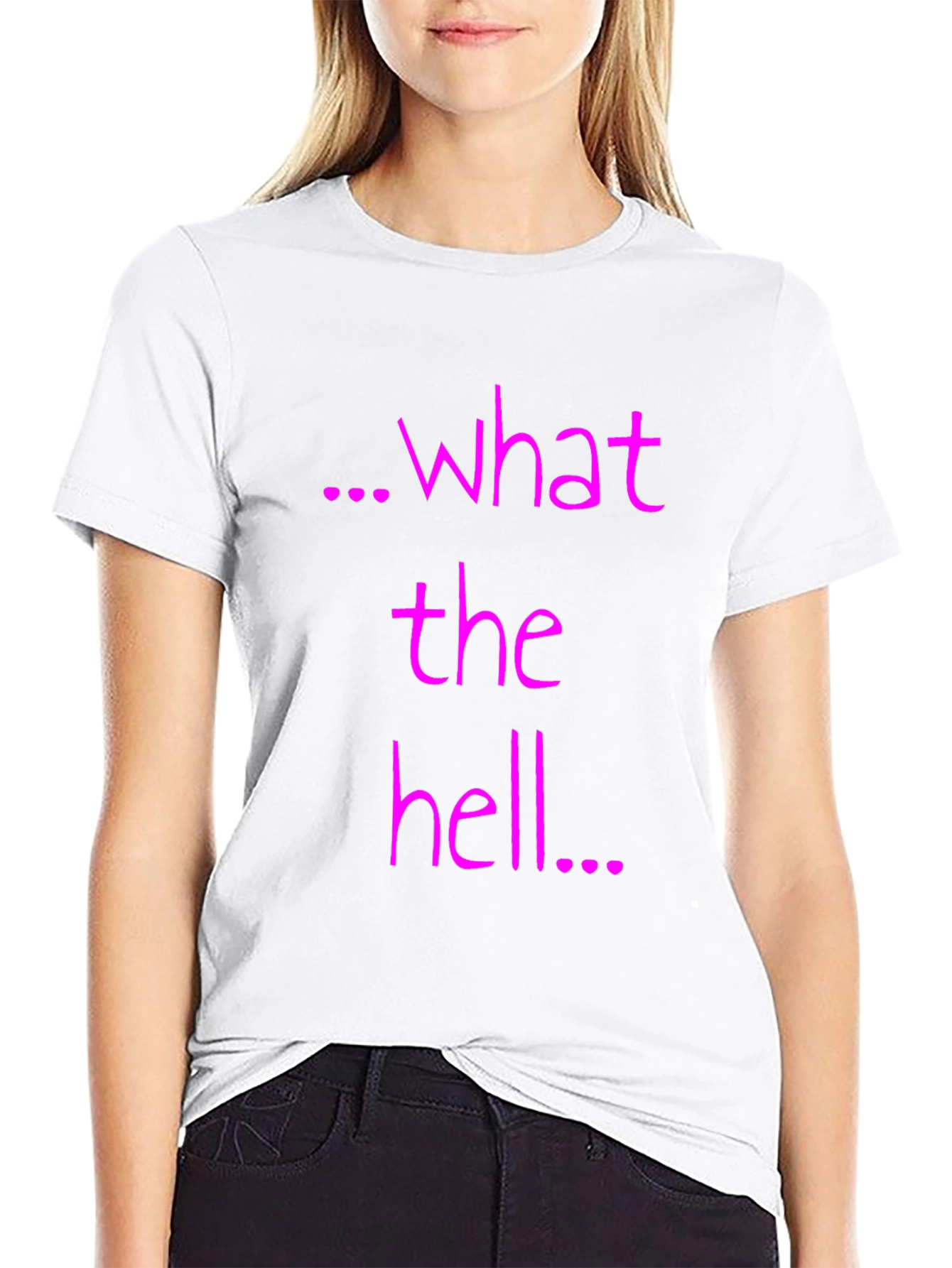 What the Hell Pink Graphic Black T-Shirt