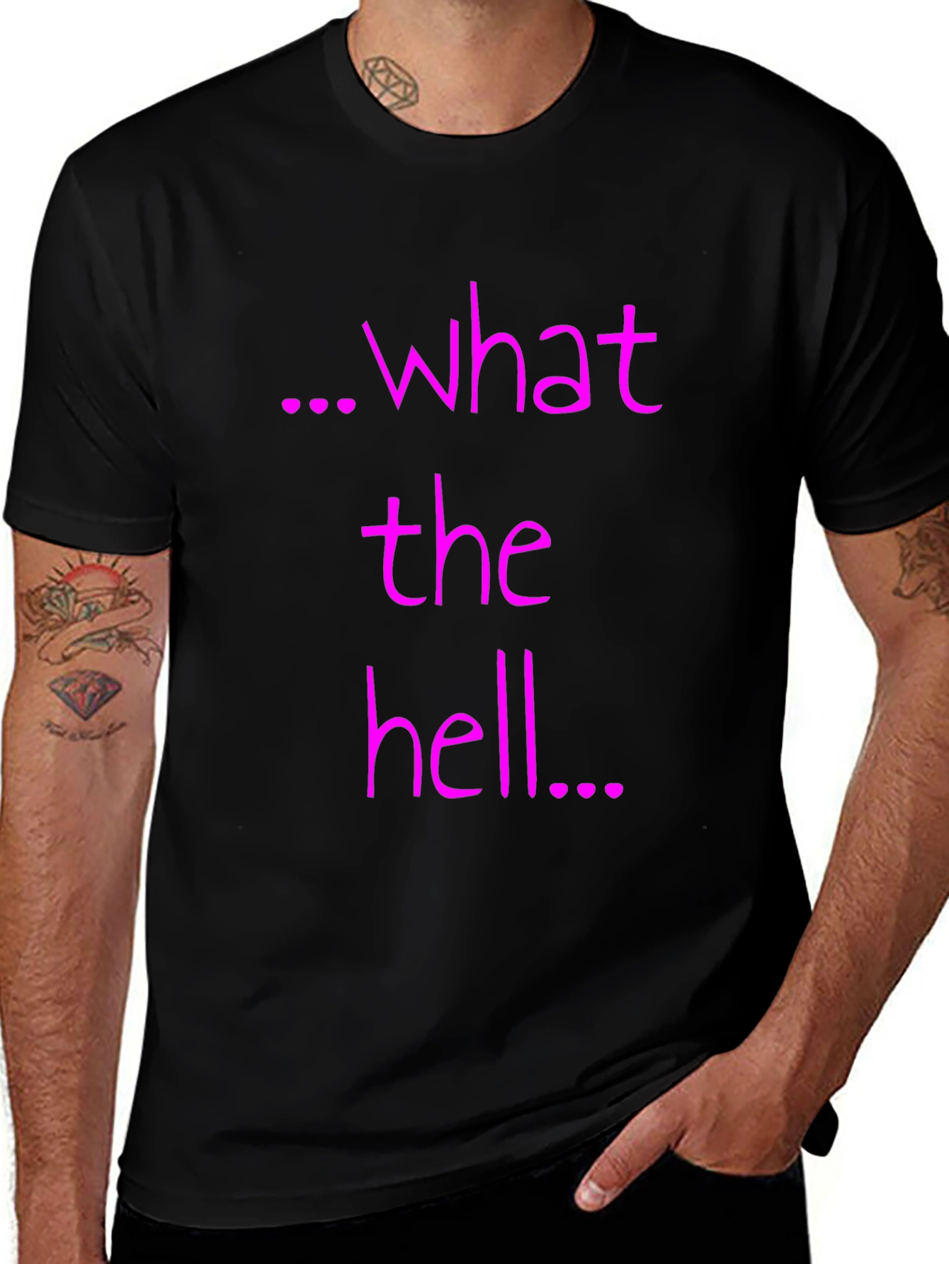 What the Hell Pink Graphic Black T-Shirt