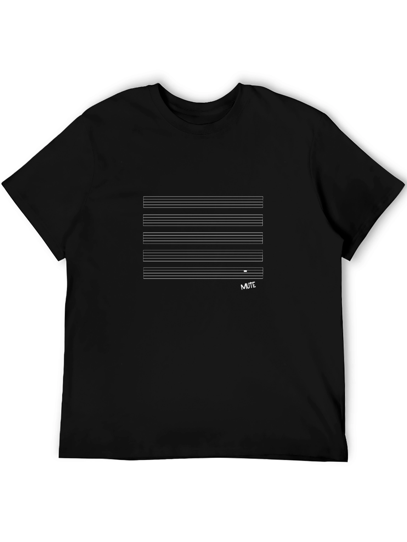 Mute Music Staff T-Shirt - Black Graphic Tee