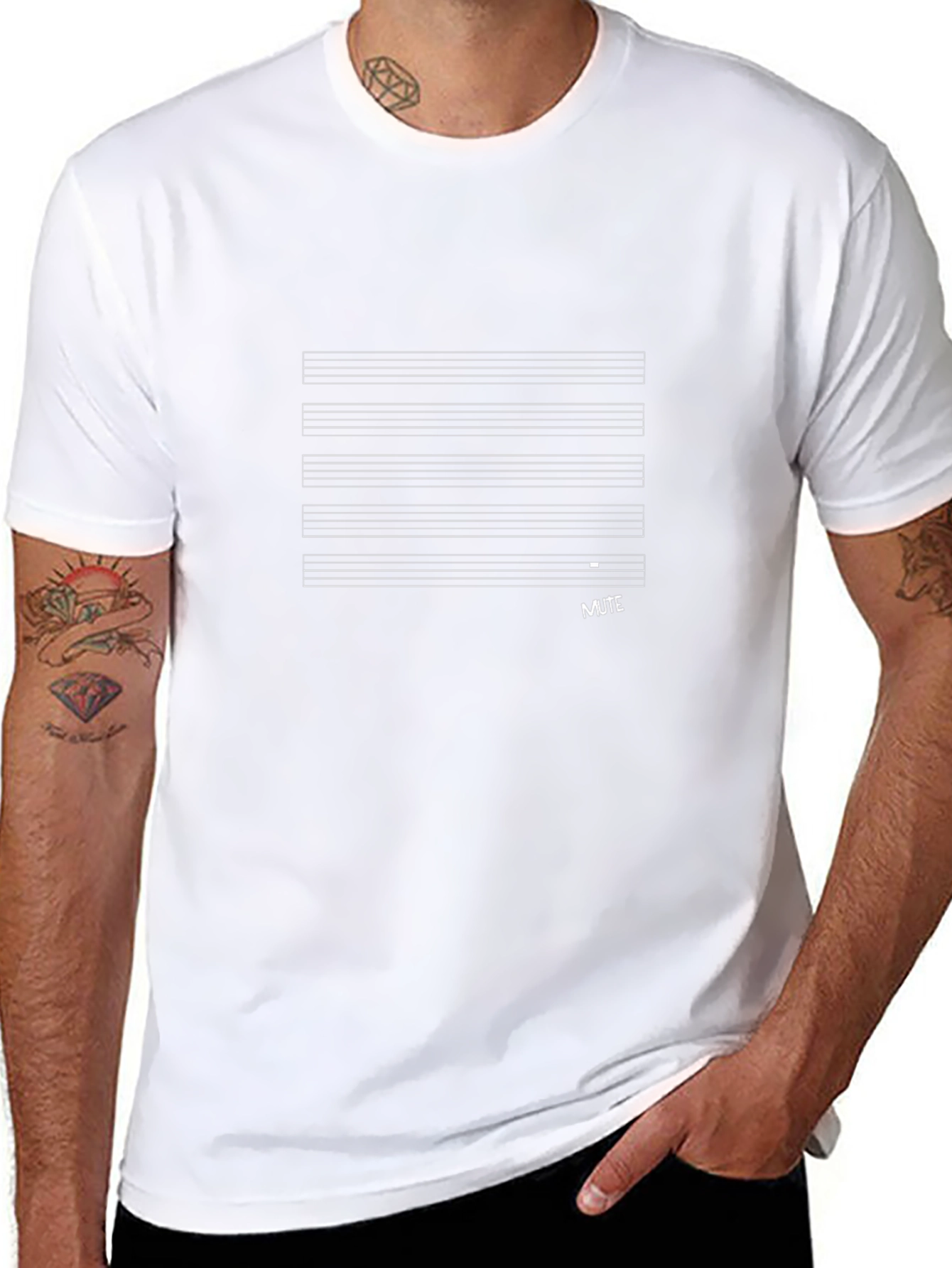 Mute Music Staff T-Shirt - Black Graphic Tee