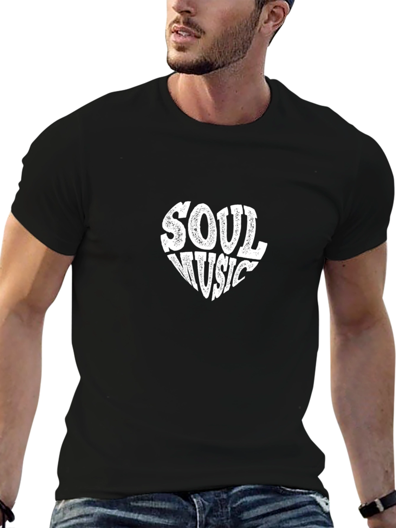 Soul Music Heart Graphic T-Shirt - Black