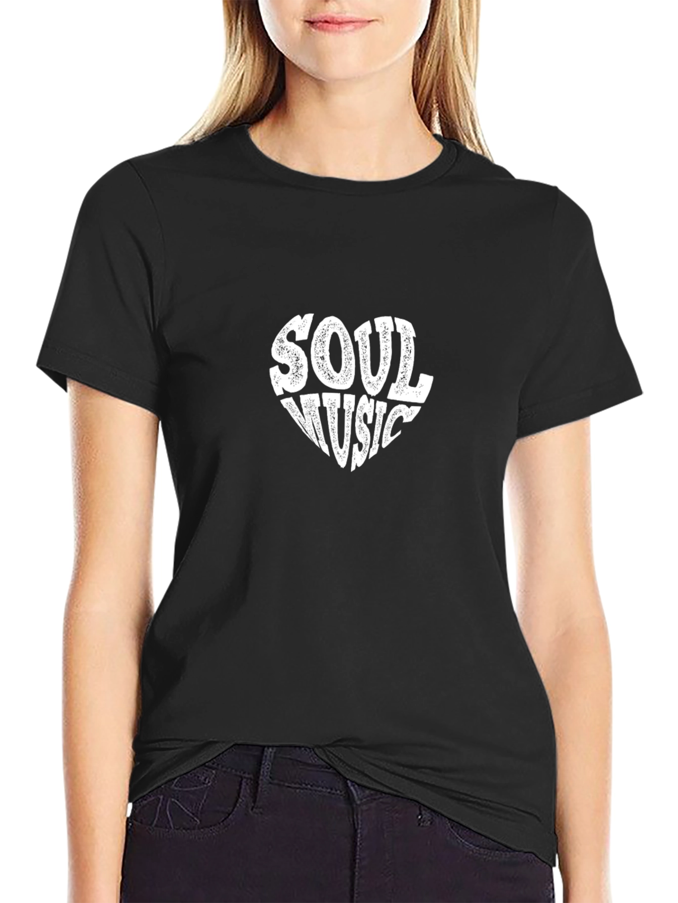 Soul Music Heart Graphic T-Shirt - Black