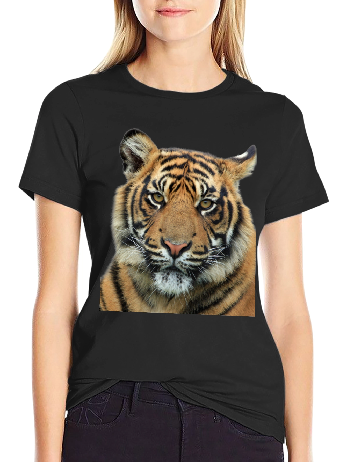 Tiger Graphic Print Black T-Shirt