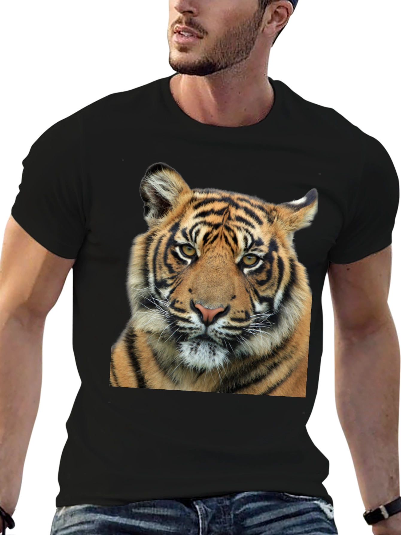 Tiger Graphic Print Black T-Shirt