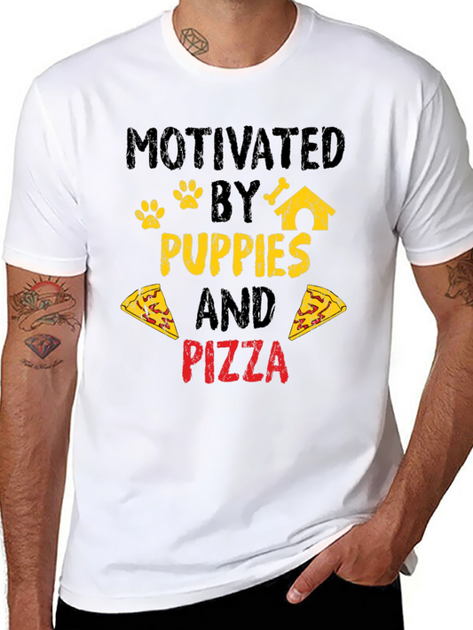 Puppies and Pizza T-Shirt - Funny Graphic Tee