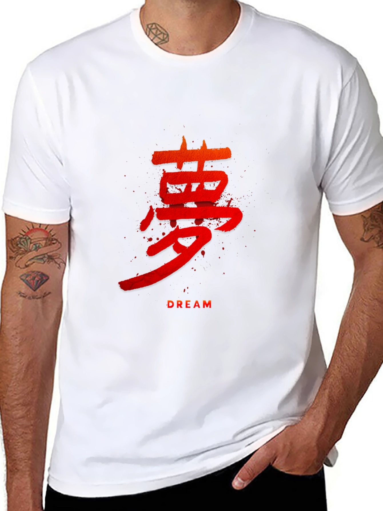 Dream Kanji Graphic Print Black T-Shirt