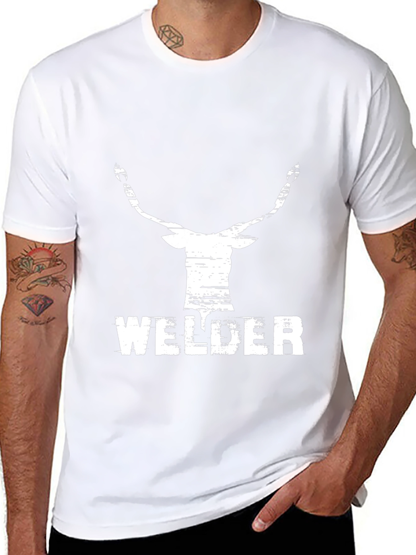 Welder Deer Graphic Black T-Shirt