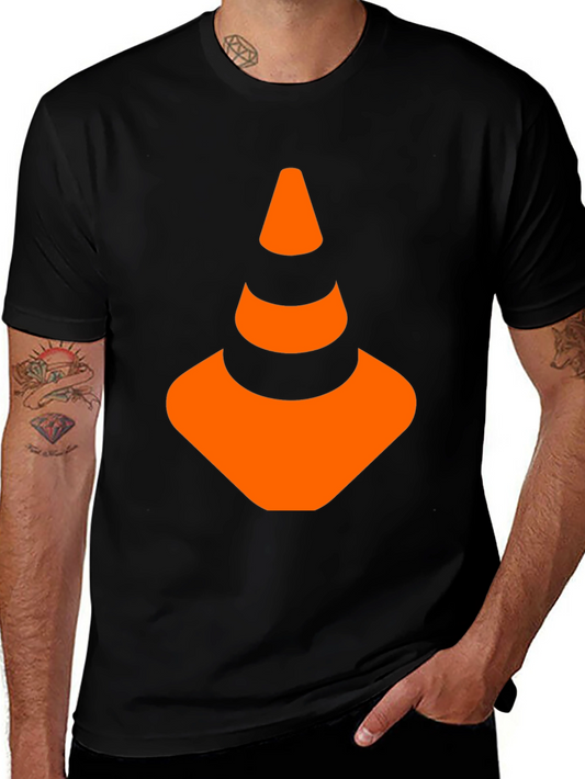 Traffic Cone Graphic Tee - Black Cotton Shirt
