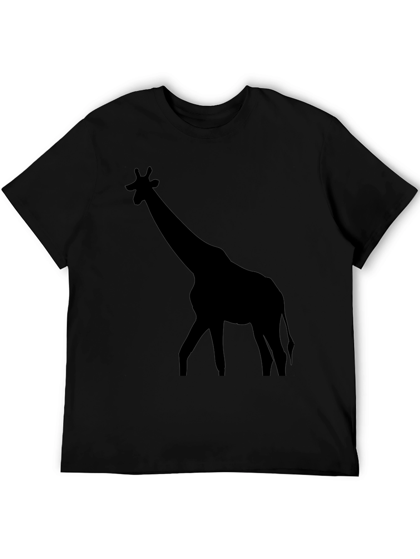 Giraffe Graphic Tee - Black Cotton Casual T-Shirt