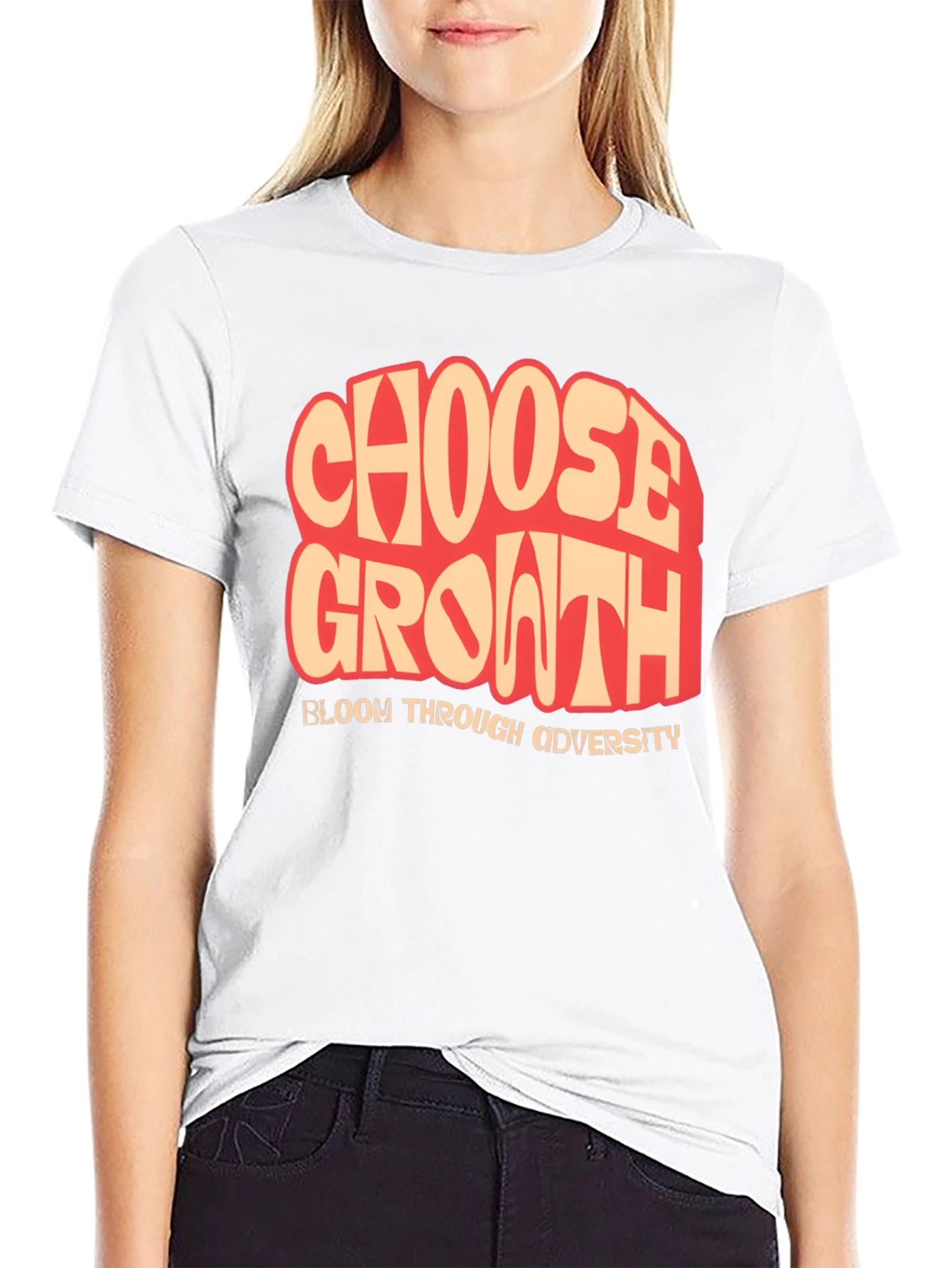 Choose Growth T-Shirt: Bloom Through Adversity Black