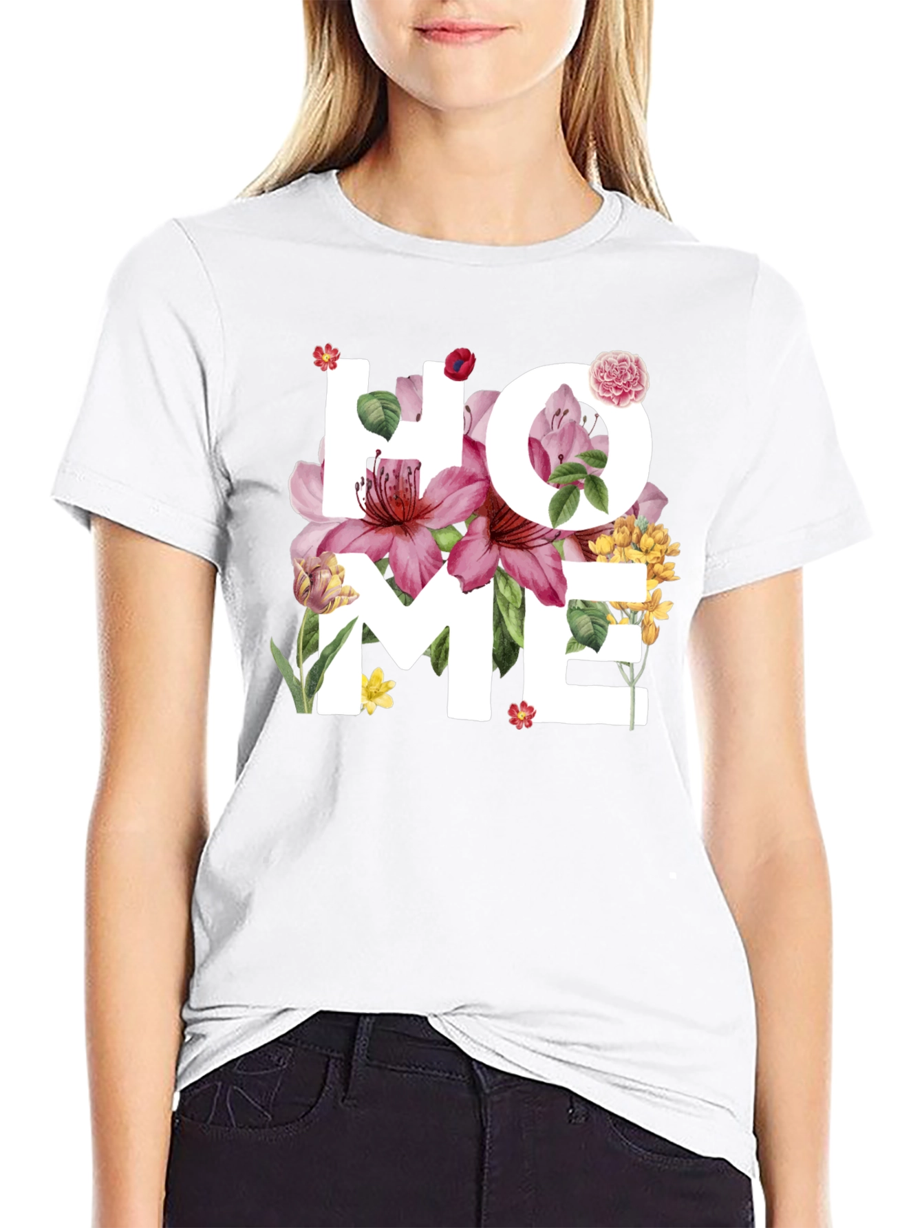 Floral HOME Graphic Tee - Stylish Comfort