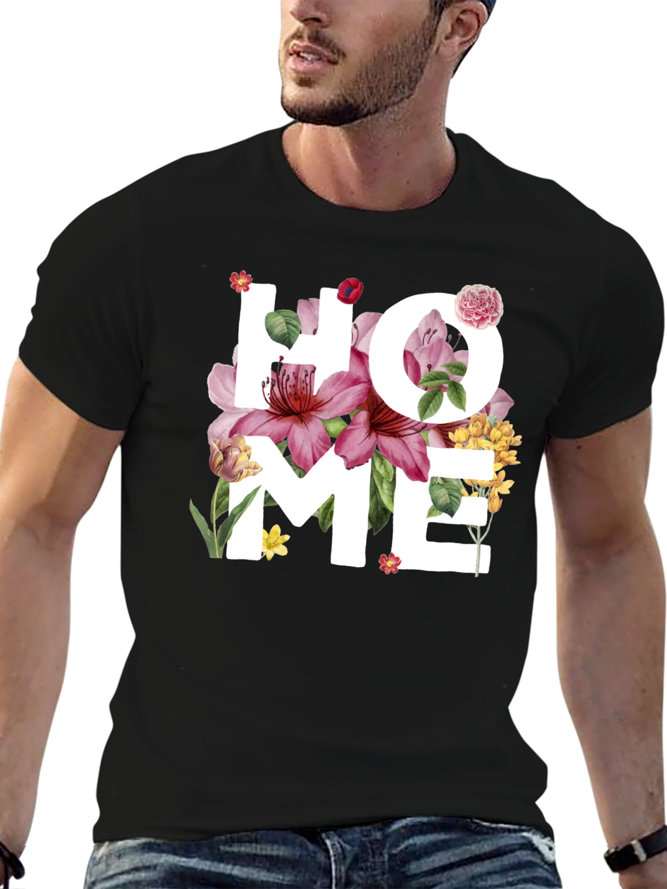 Floral HOME Graphic Tee - Stylish Comfort