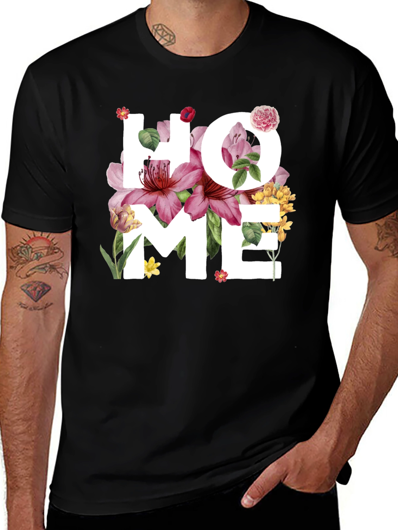 Floral HOME Graphic Tee - Stylish Comfort