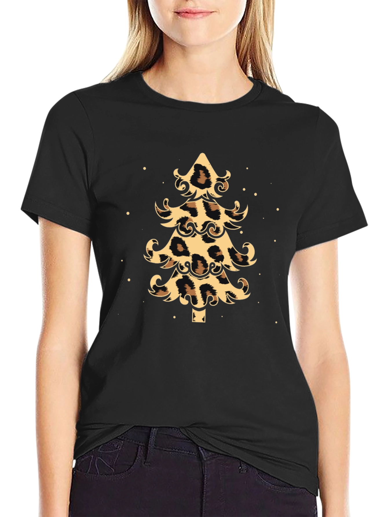 Leopard Print Christmas Tree Graphic Tee