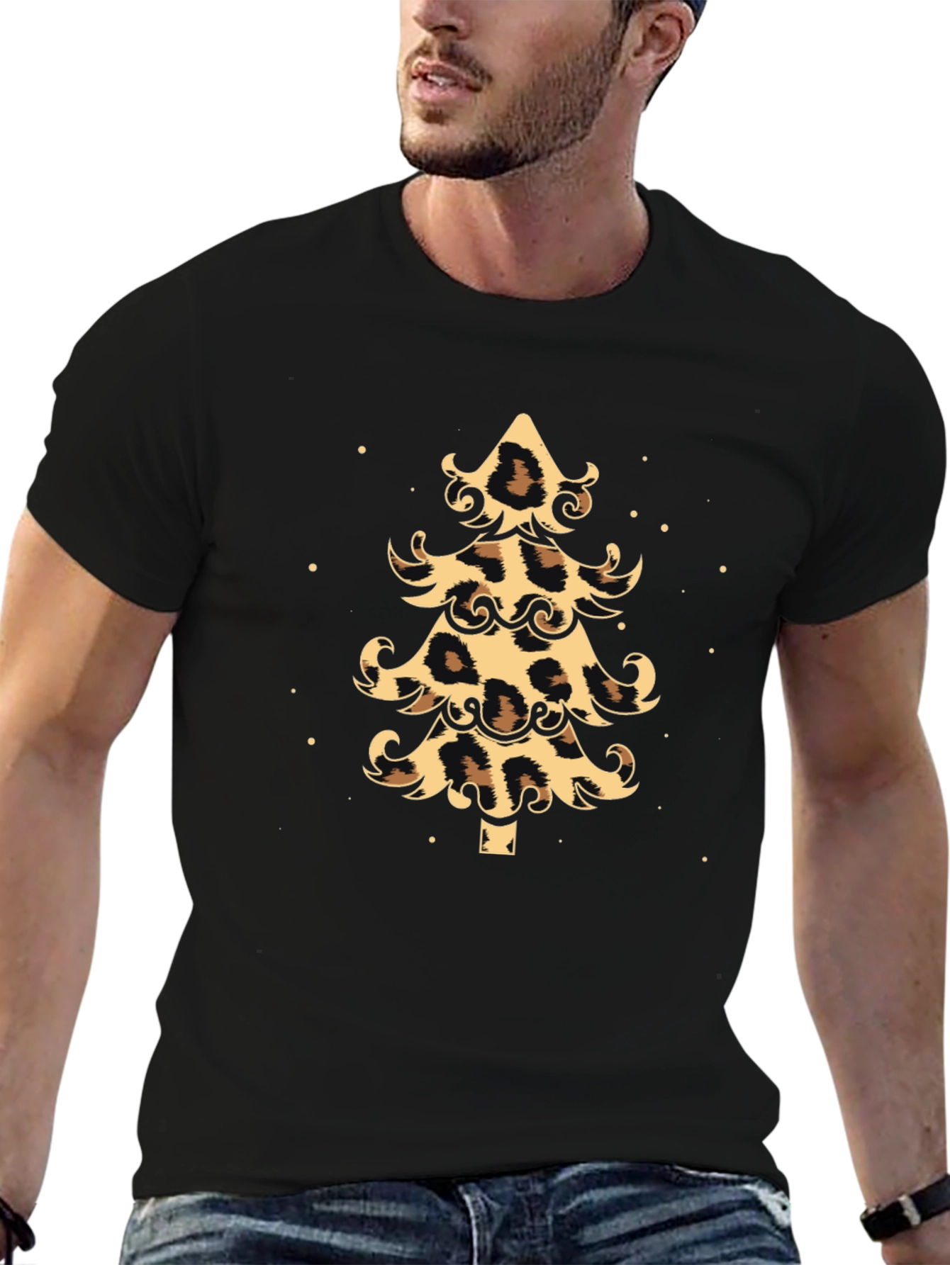 Leopard Print Christmas Tree Graphic Tee