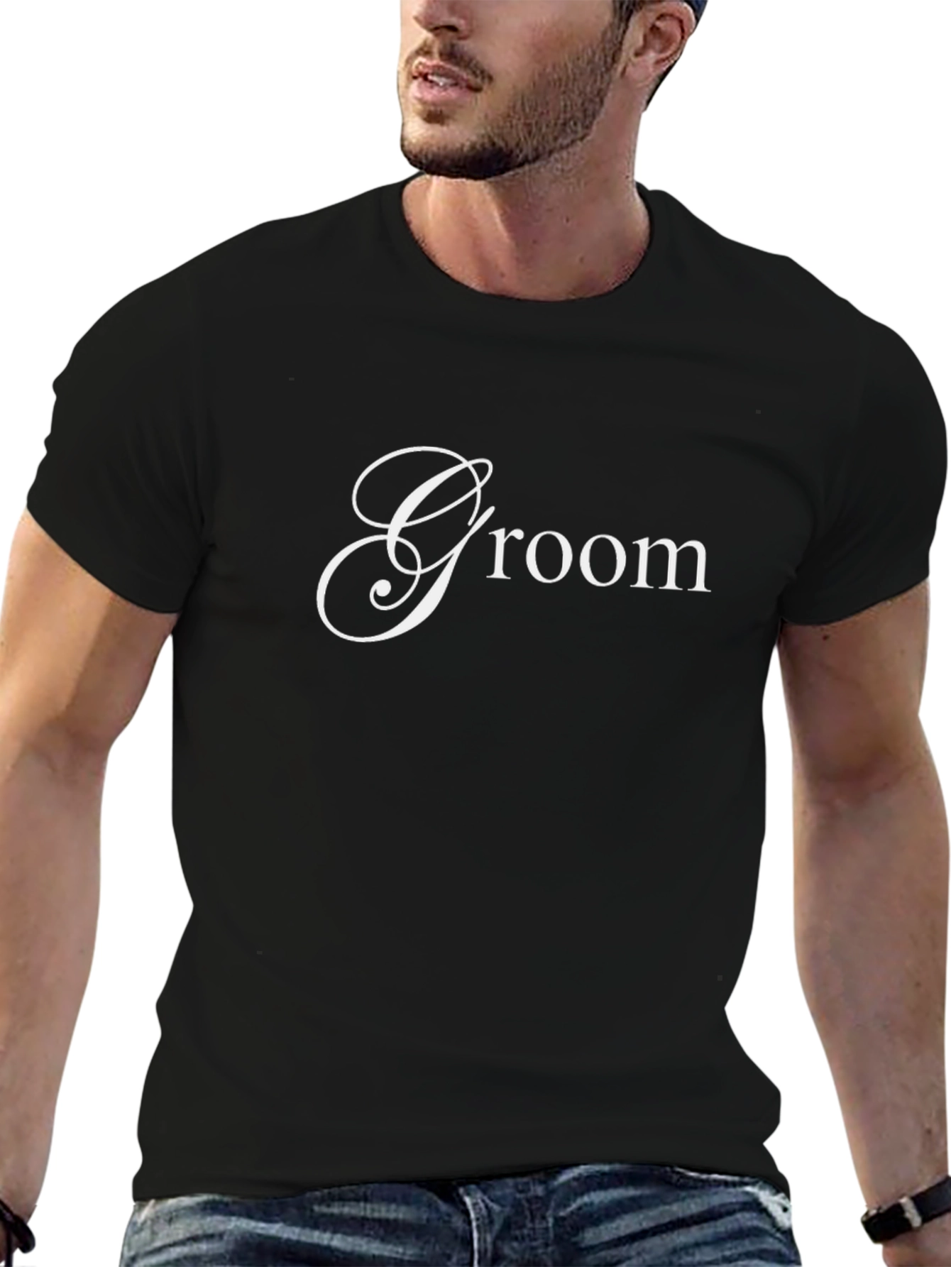 Groom Script Graphic Black T-Shirt