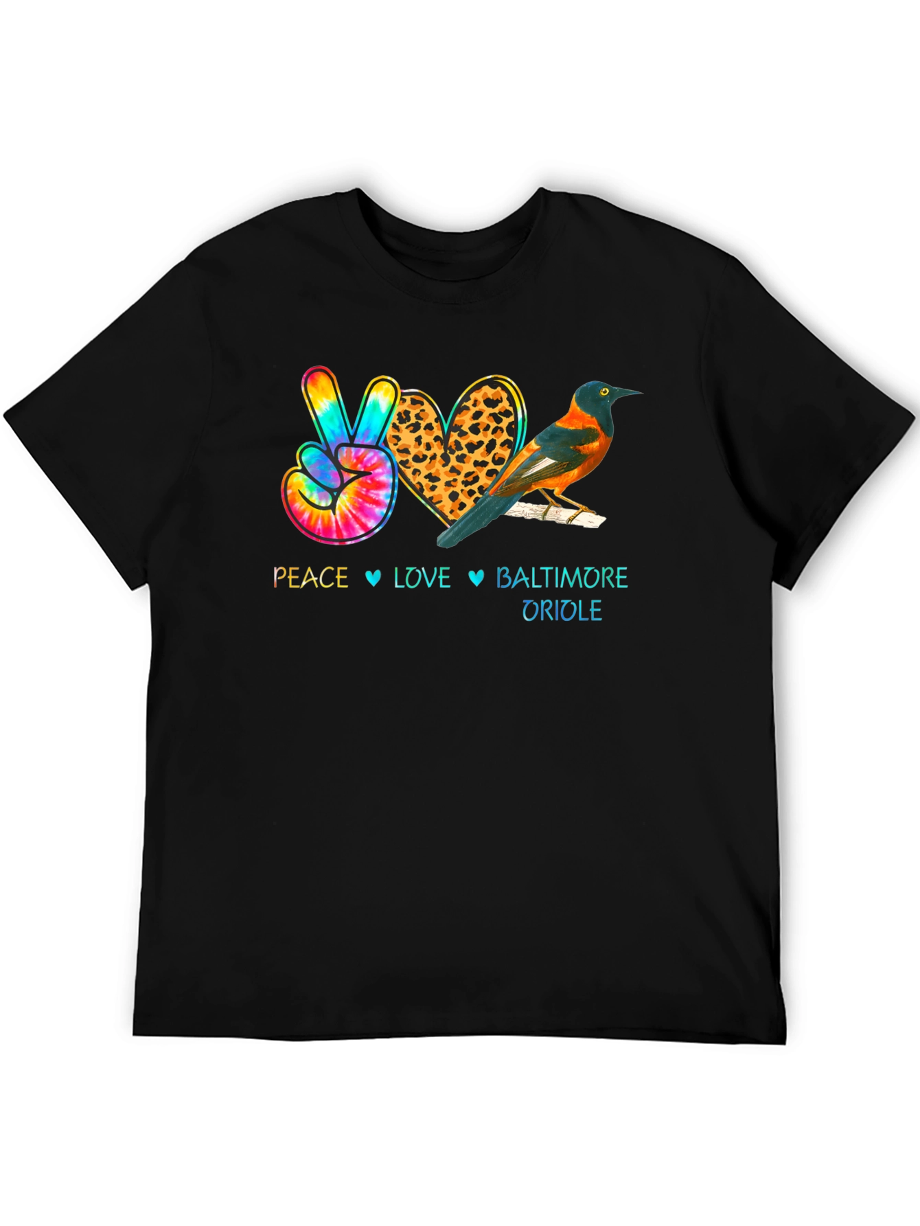 Peace Love Baltimore Oriole Graphic Tee