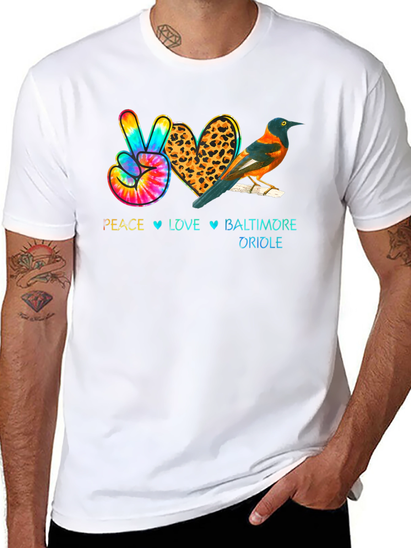 Peace Love Baltimore Oriole Graphic Tee