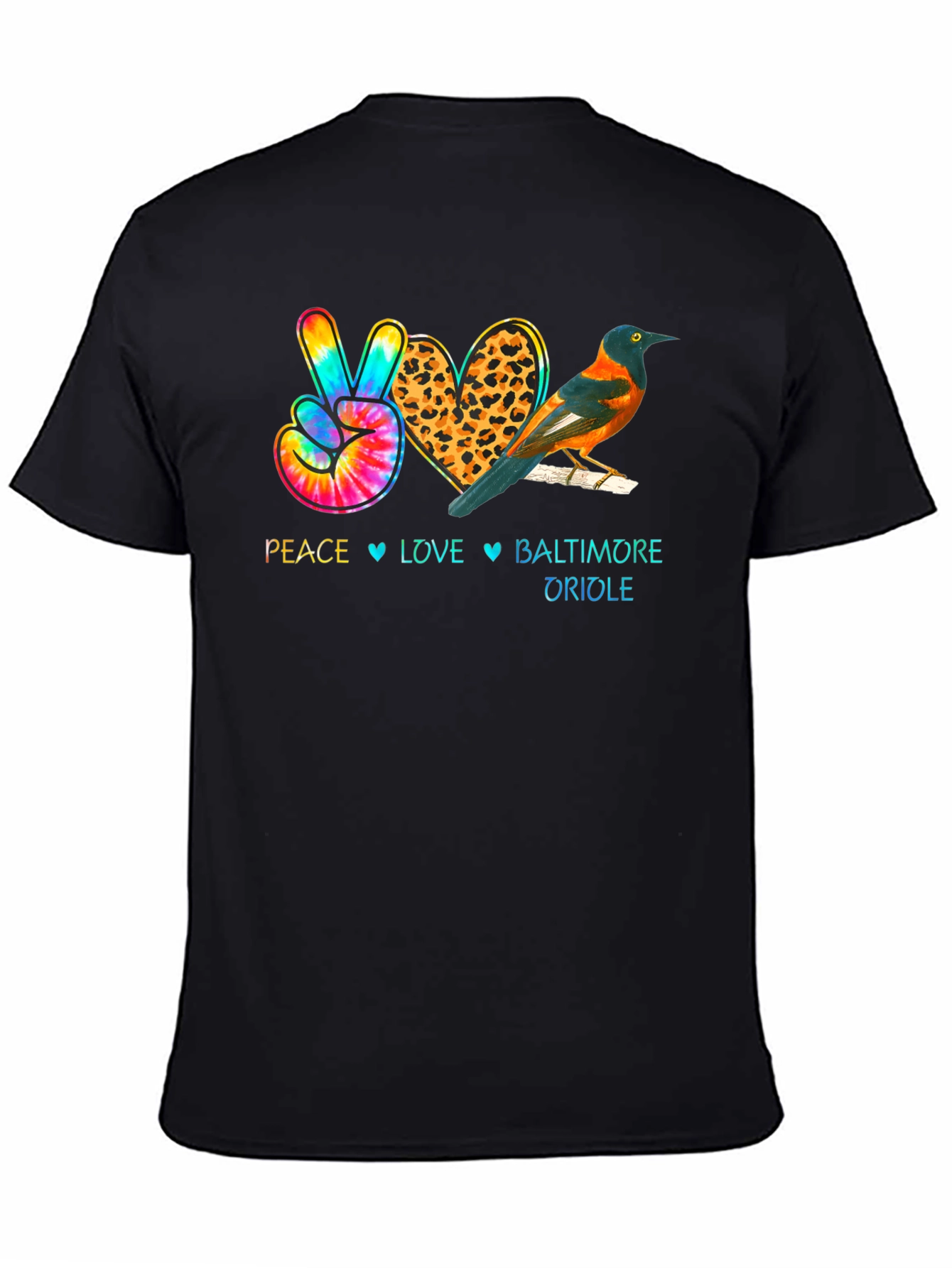 Peace Love Baltimore Oriole Graphic Tee