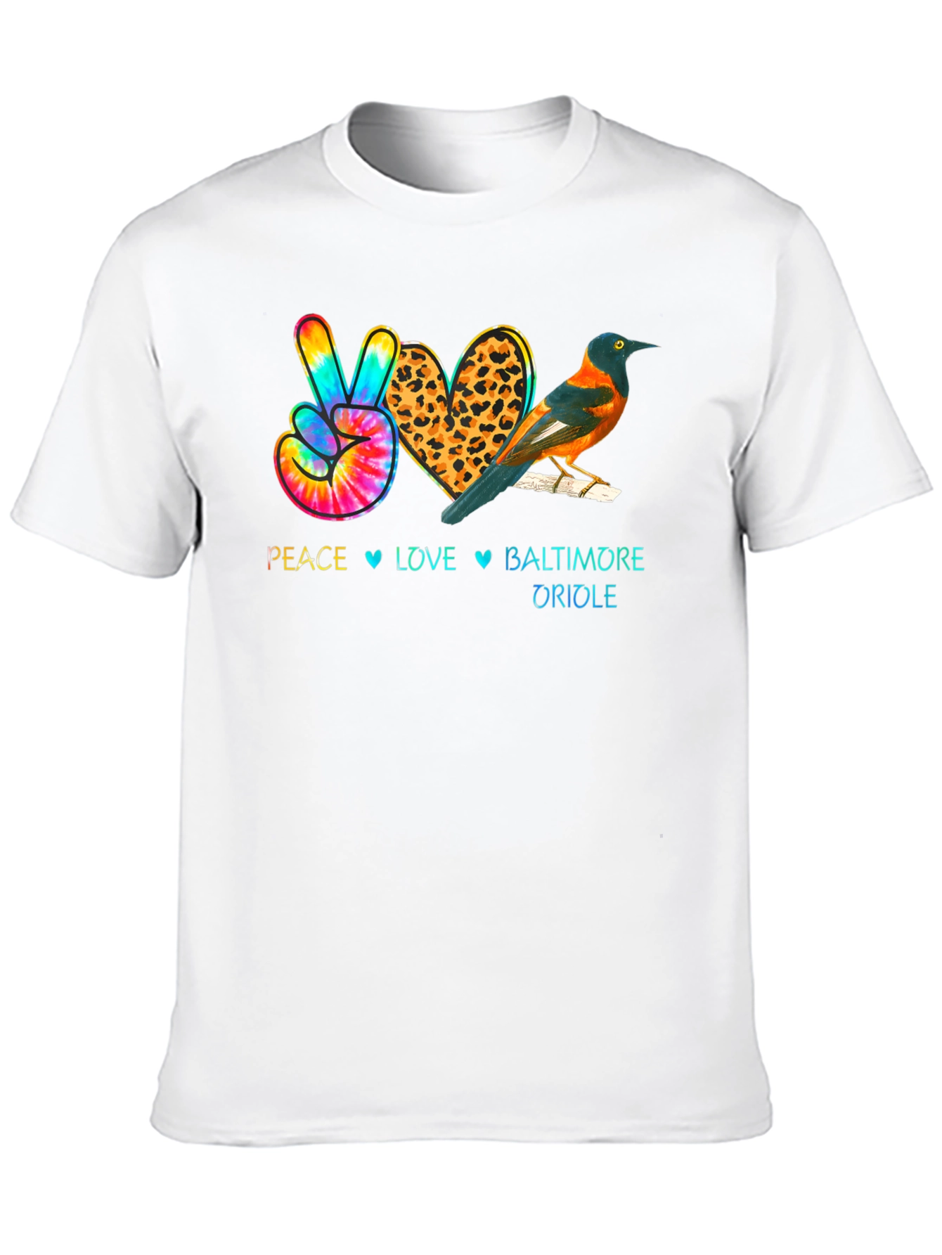 Peace Love Baltimore Oriole Graphic Tee