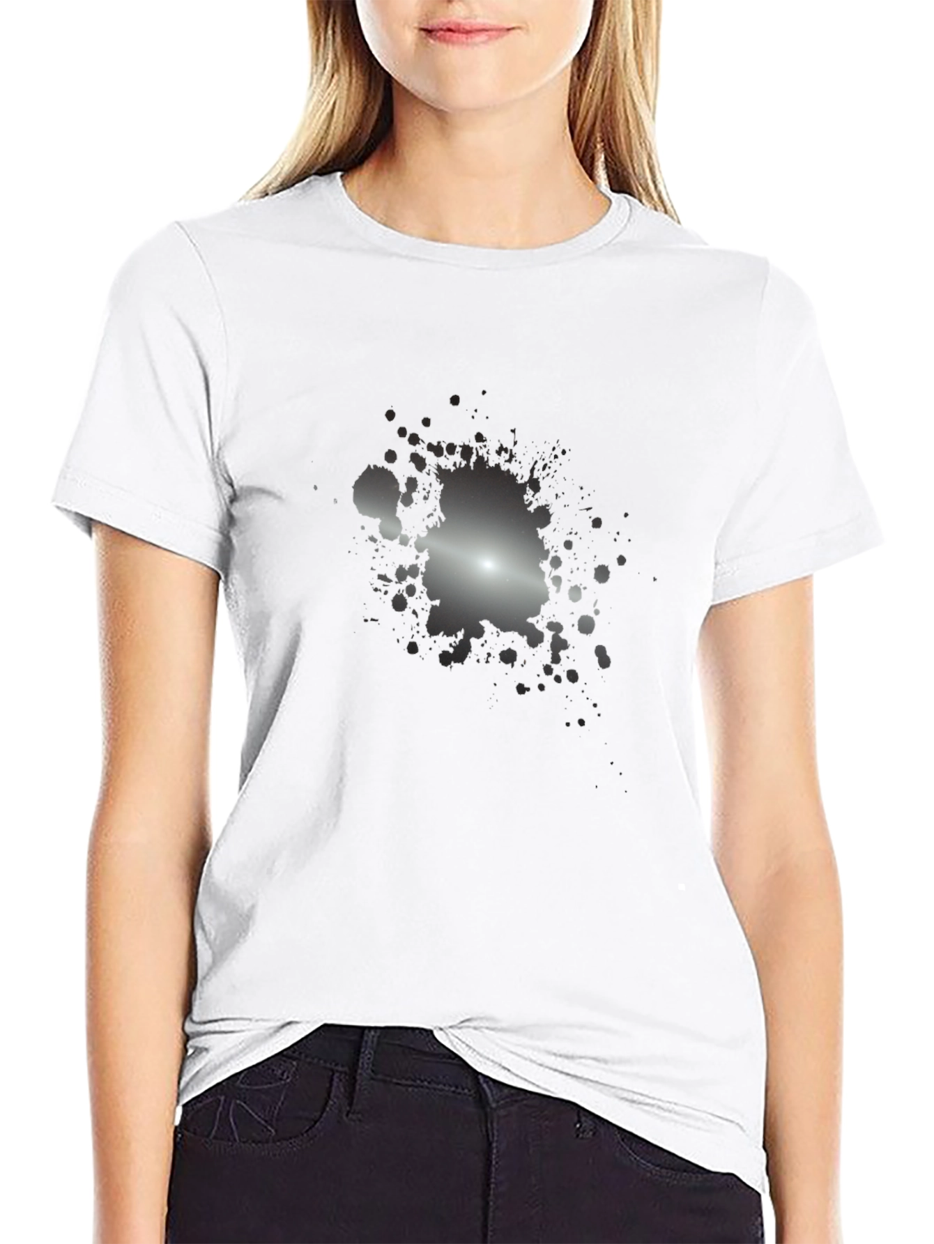 Mens Black T-Shirt with Abstract Splatter Design