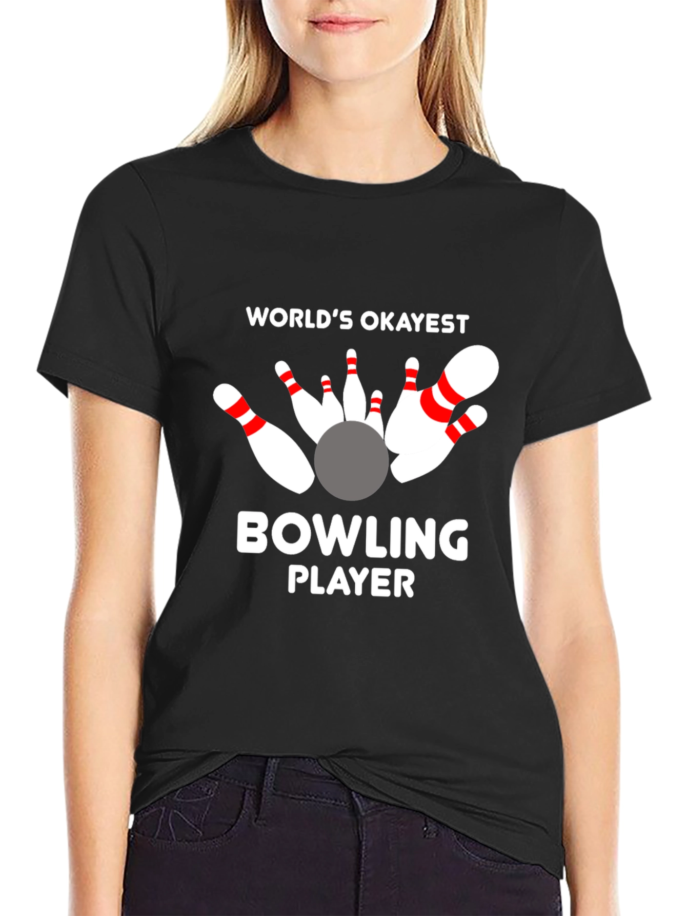 Worlds Okayest Bowling Player Graphic T-Shirt
