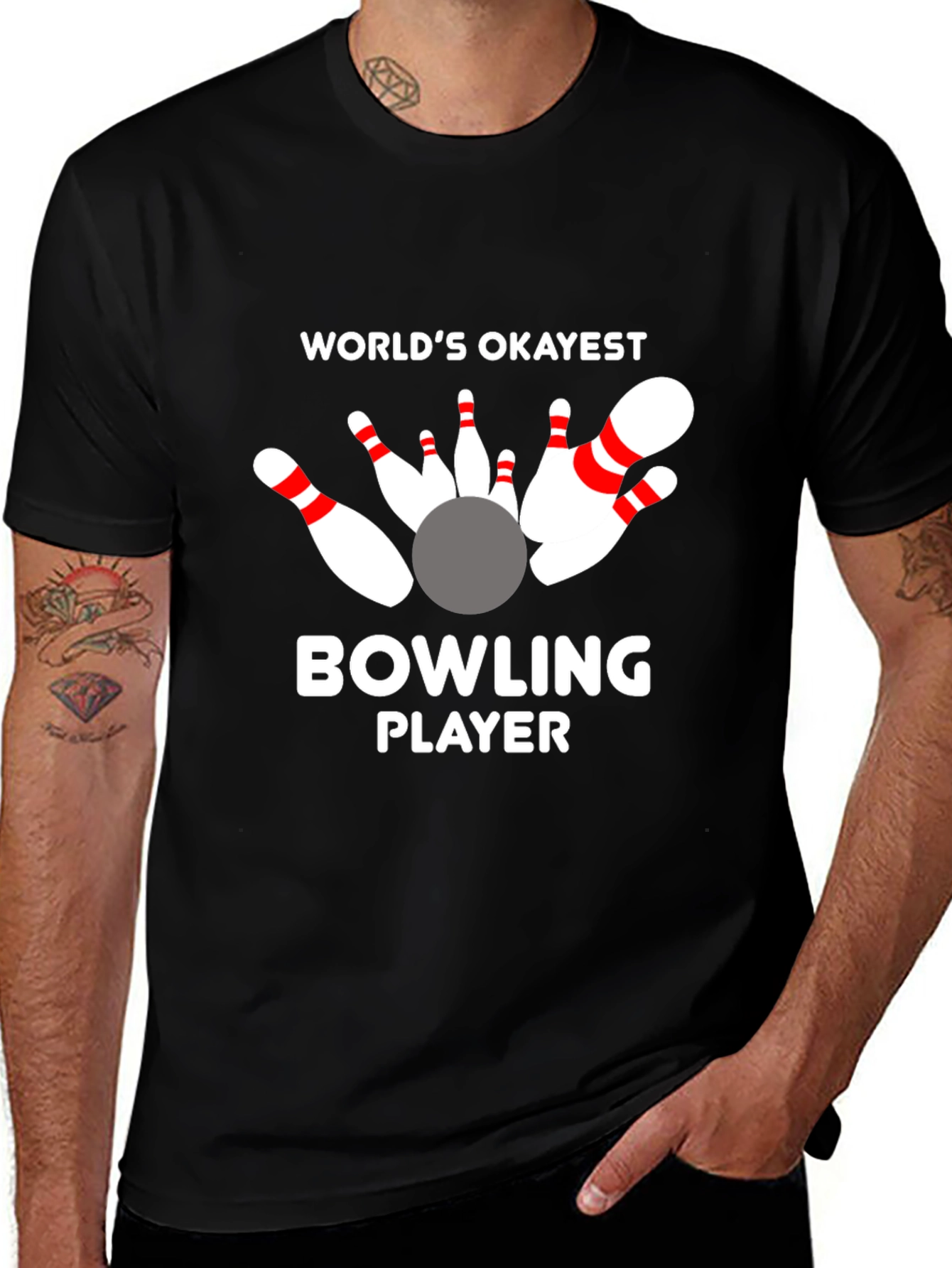 Worlds Okayest Bowling Player Graphic T-Shirt