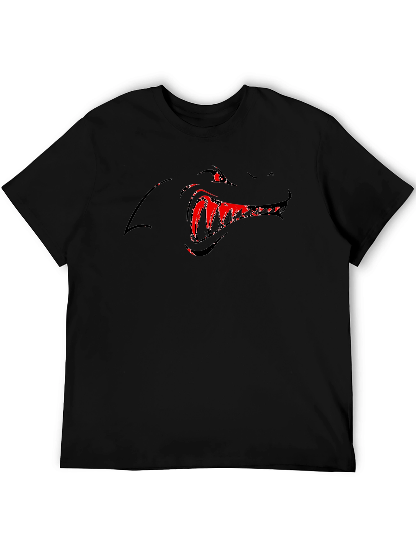 Mens Black Graphic Tee - Monster Mouth Design