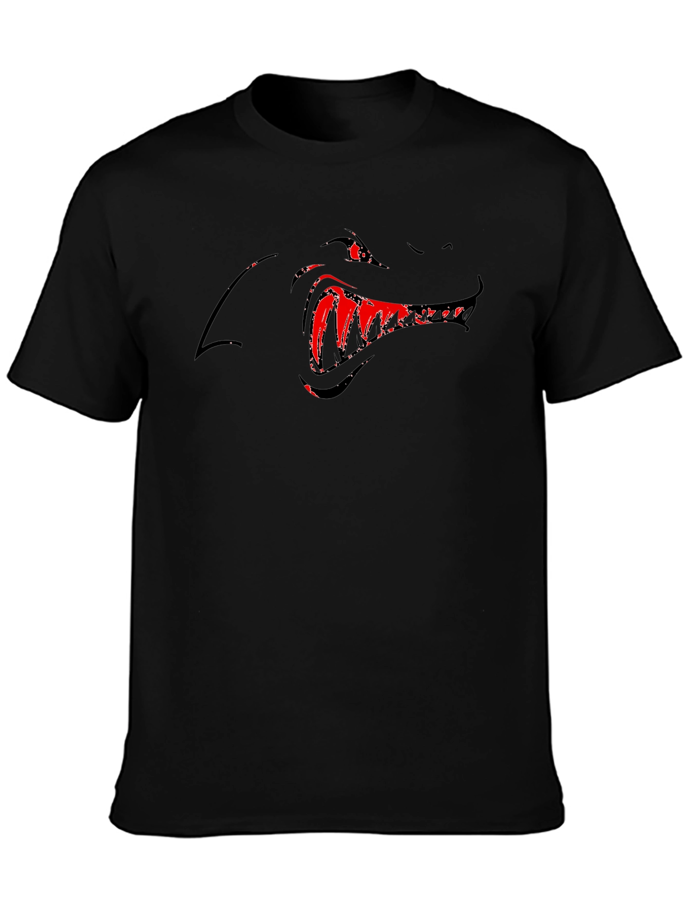 Mens Black Graphic Tee - Monster Mouth Design