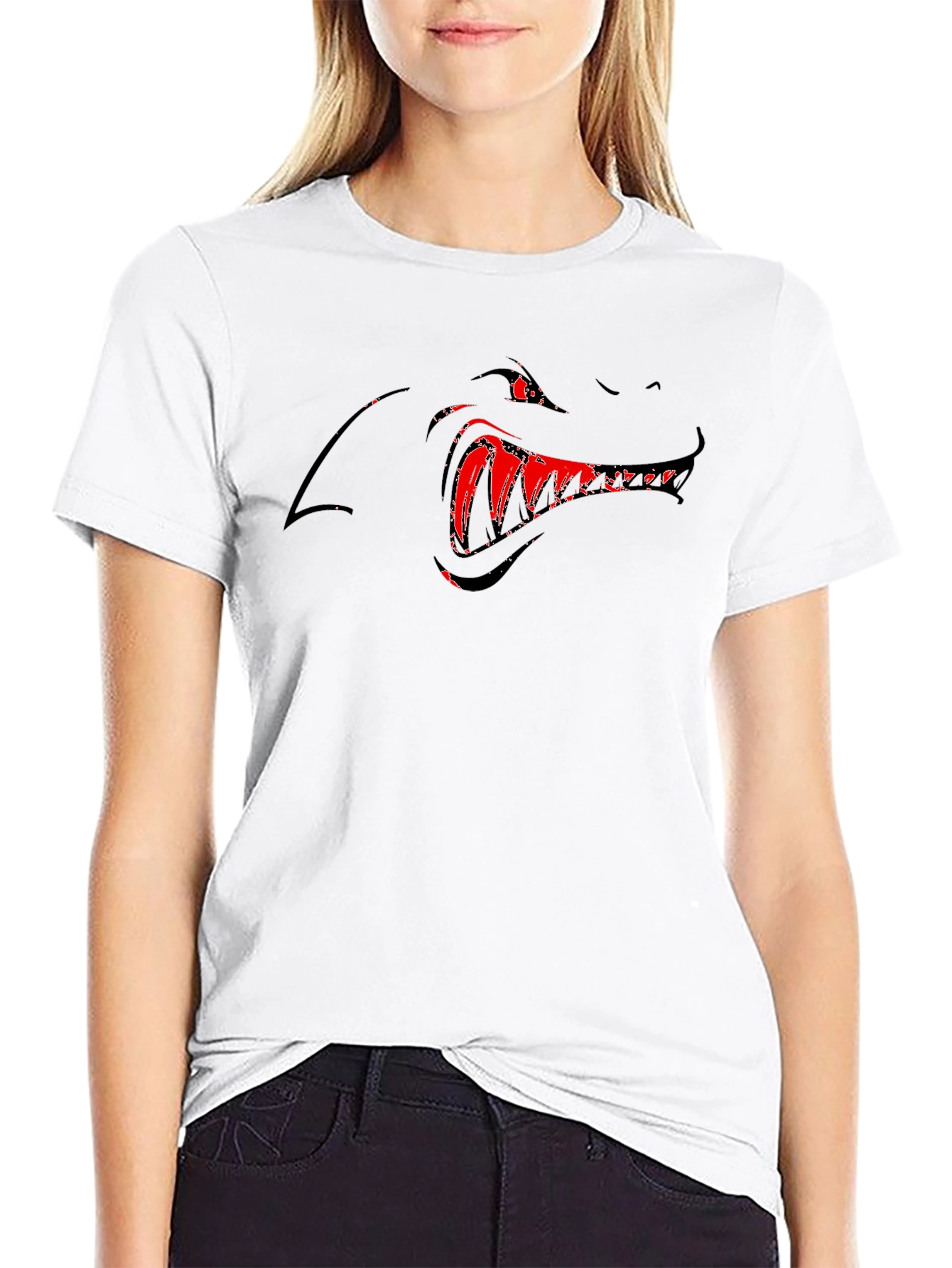 Mens Black Graphic Tee - Monster Mouth Design