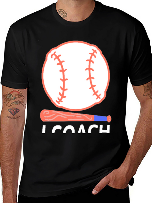 Baseball Coach T-Shirt - Baseball Bat and Ball Design