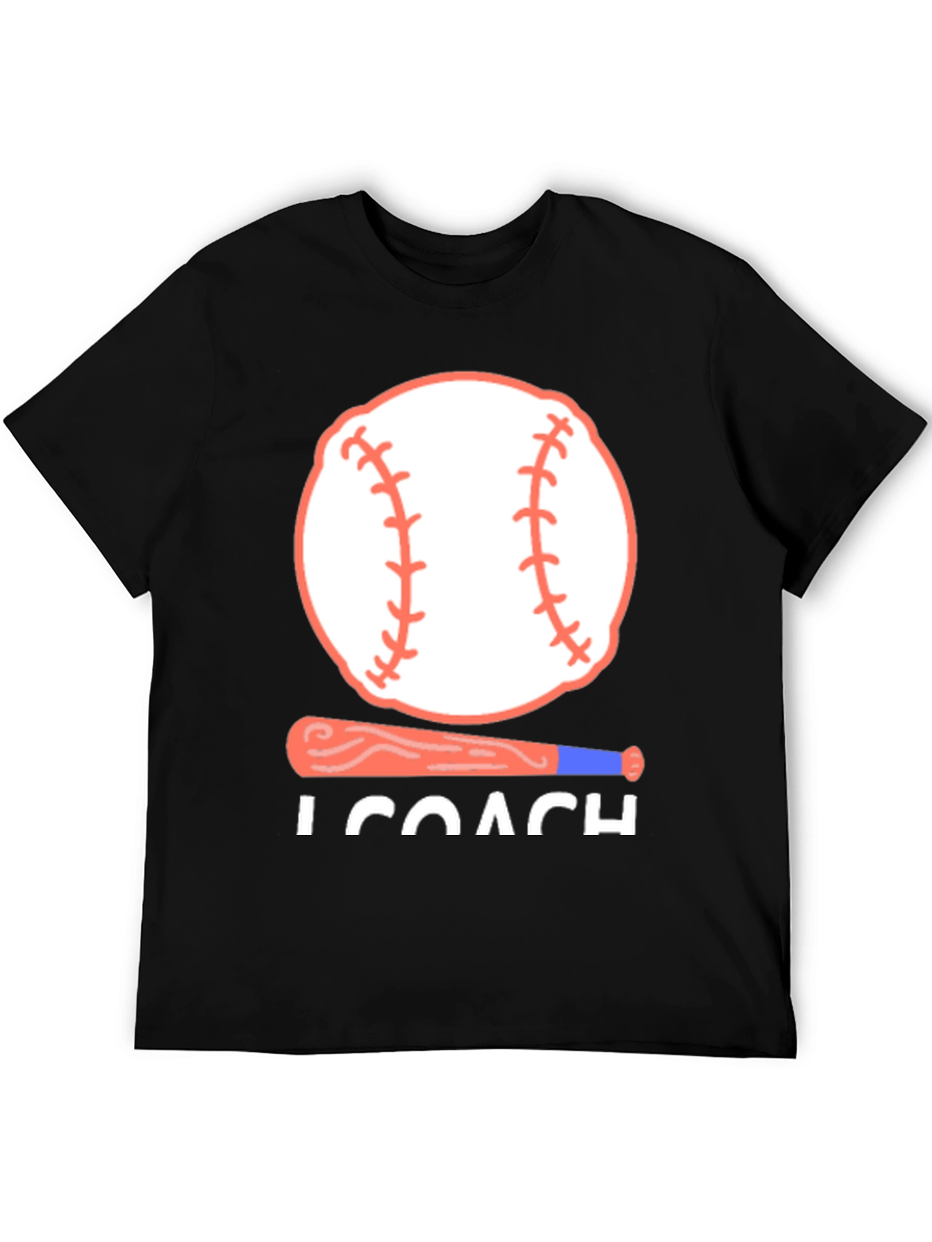 Baseball Coach T-Shirt - Baseball Bat and Ball Design