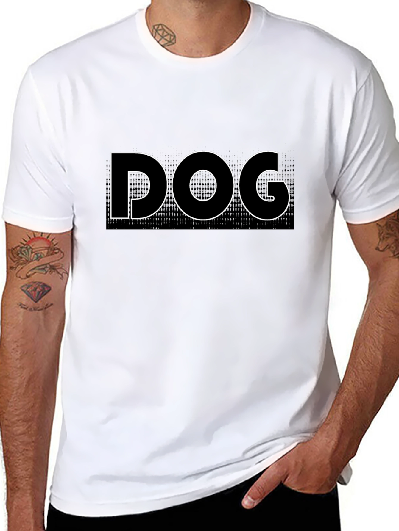 Dog Outline Black T-Shirt - Classic Crew Neck Tee