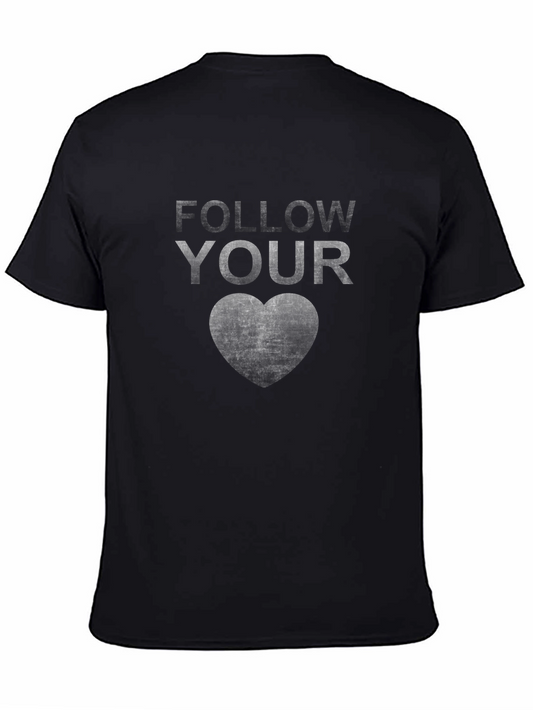 Follow Your Heart Graphic Tee - Stylish Black T-Shirt
