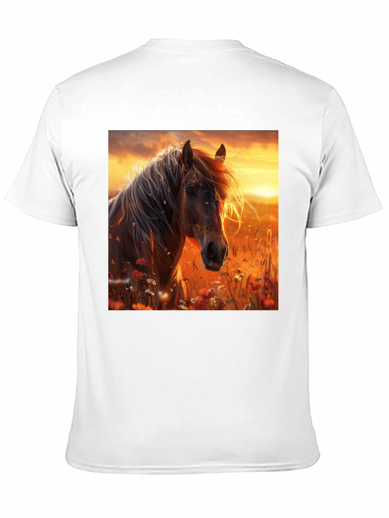 Horse Sunset Graphic Tee - Black Cotton Blend