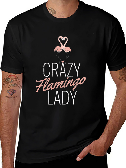 Crazy Flamingo Lady T-Shirt - Novelty Graphic Tee