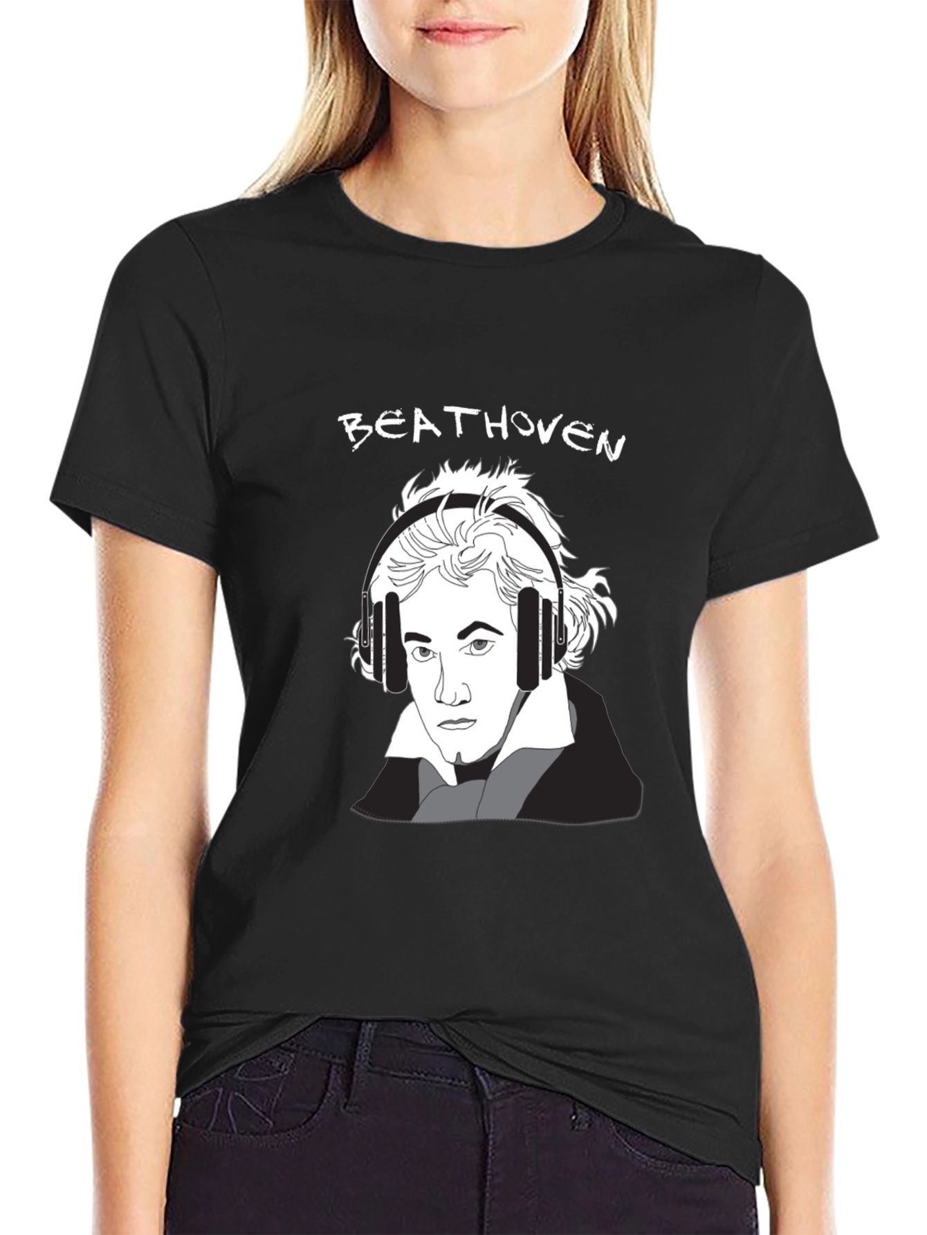 Beethoven Headphones Graphic Tee - Music Lover Shirt