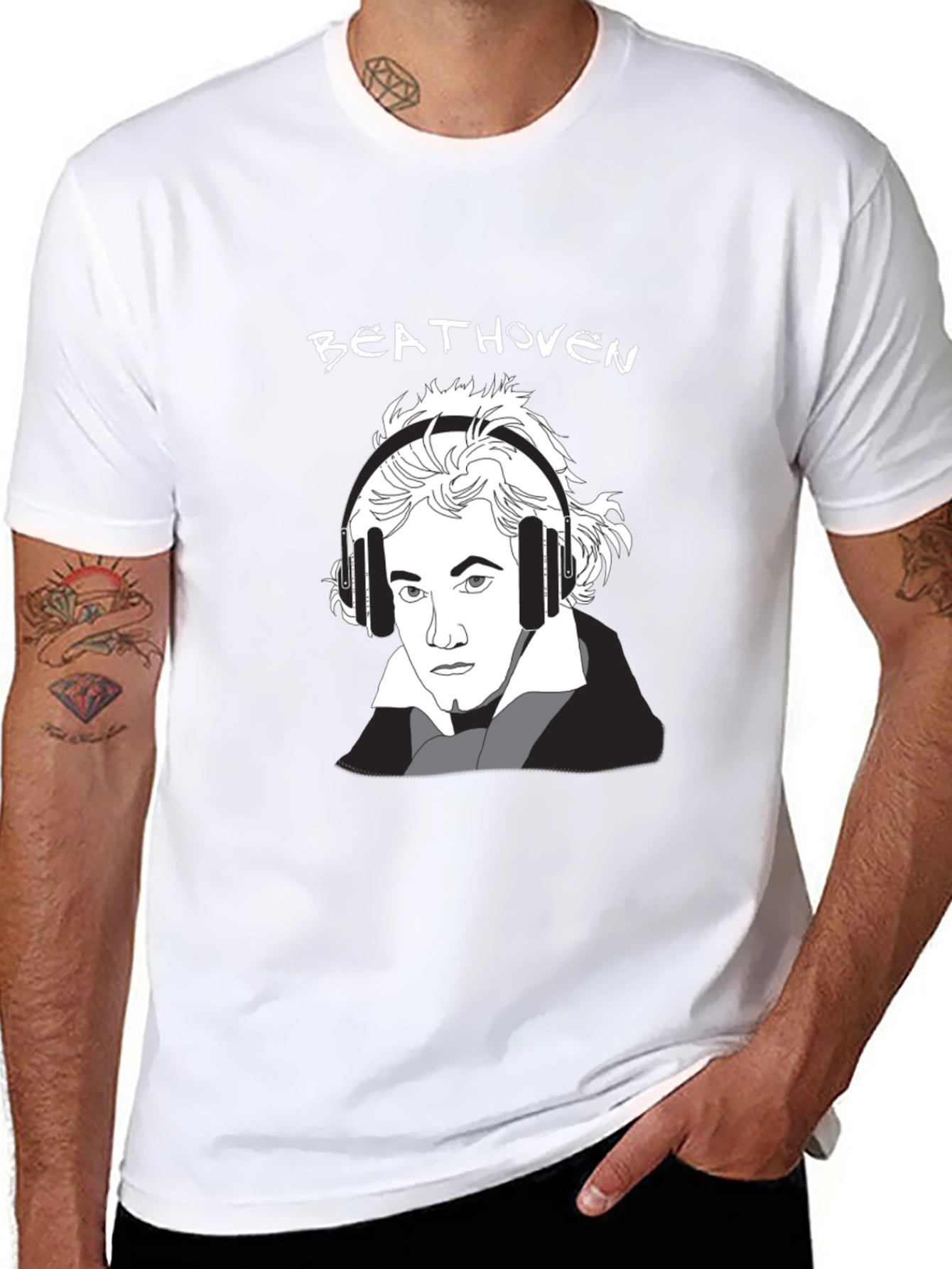 Beethoven Headphones Graphic Tee - Music Lover Shirt