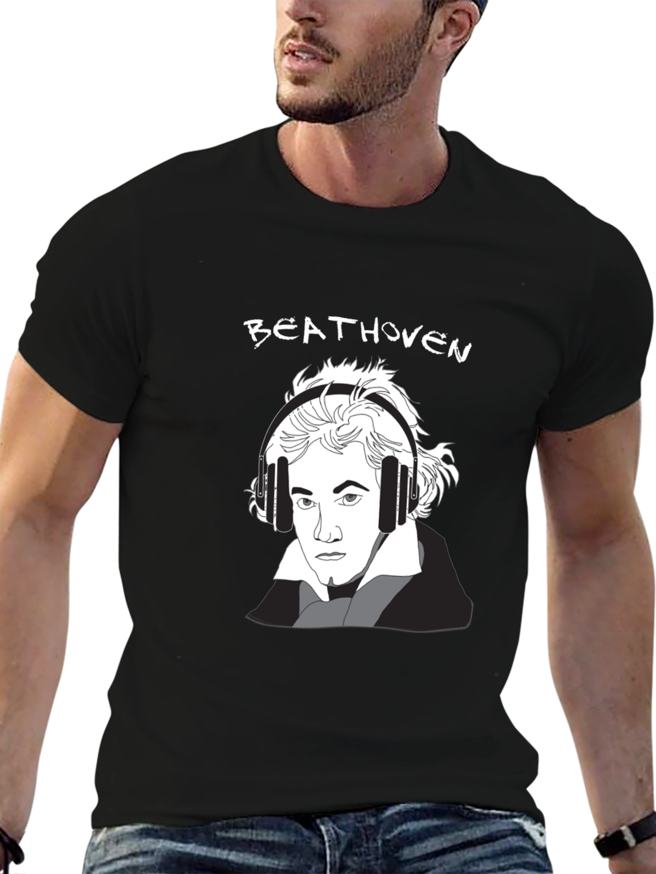 Beethoven Headphones Graphic Tee - Music Lover Shirt