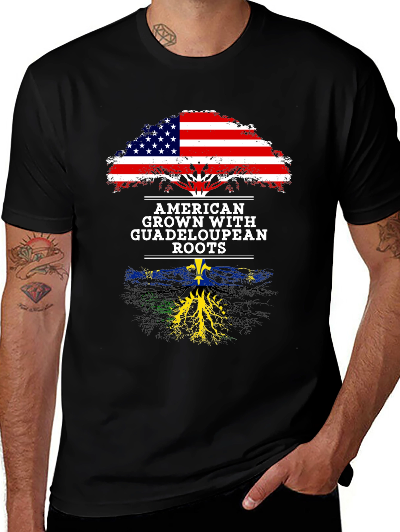 American Guadeloupean Roots Graphic T-Shirt