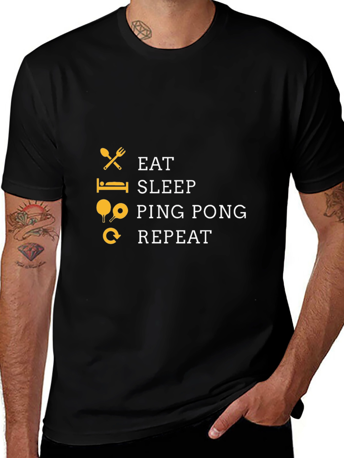 Eat Sleep Ping Pong Repeat Black T-Shirt