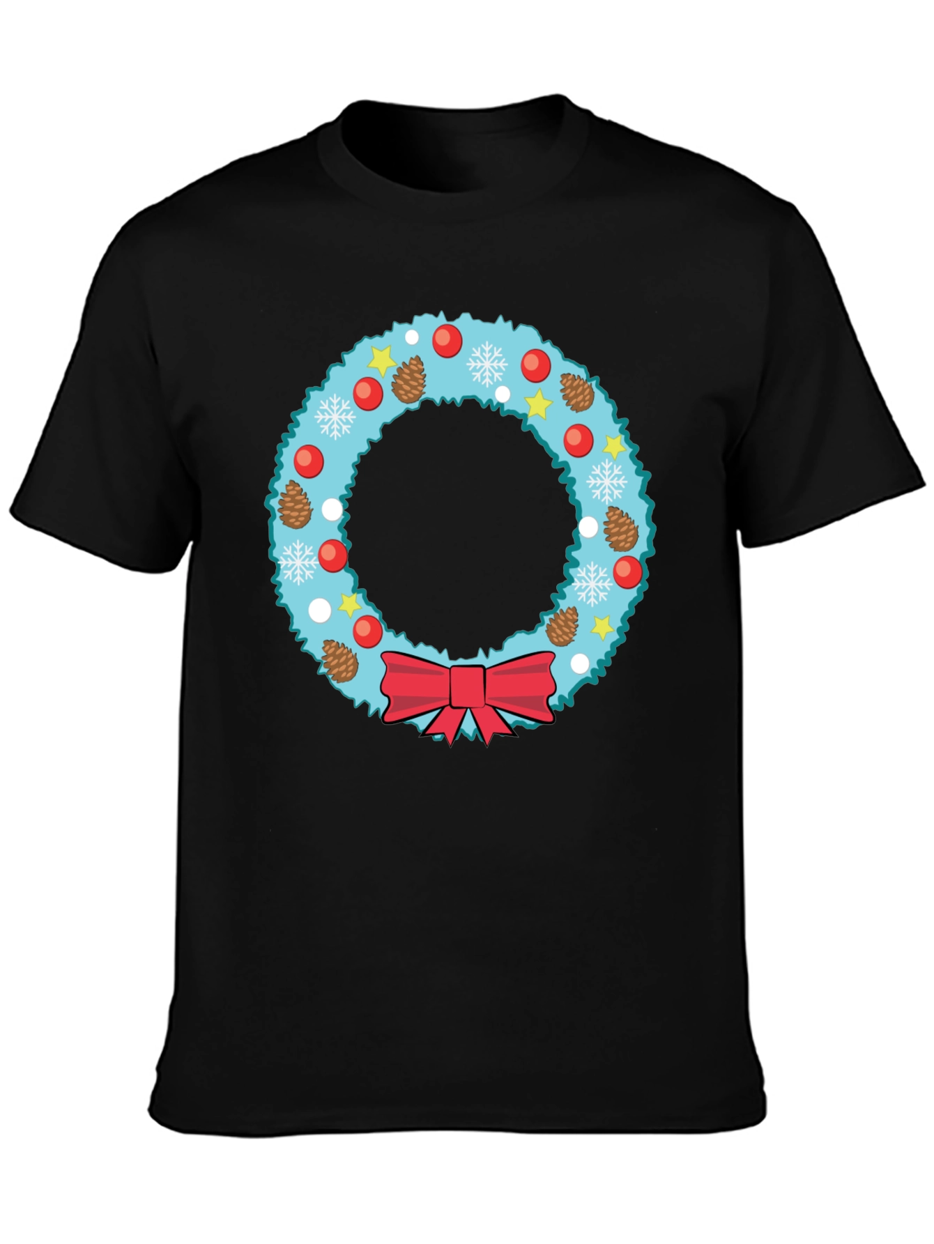 Festive Christmas Wreath Graphic Tee - Holiday Cheer