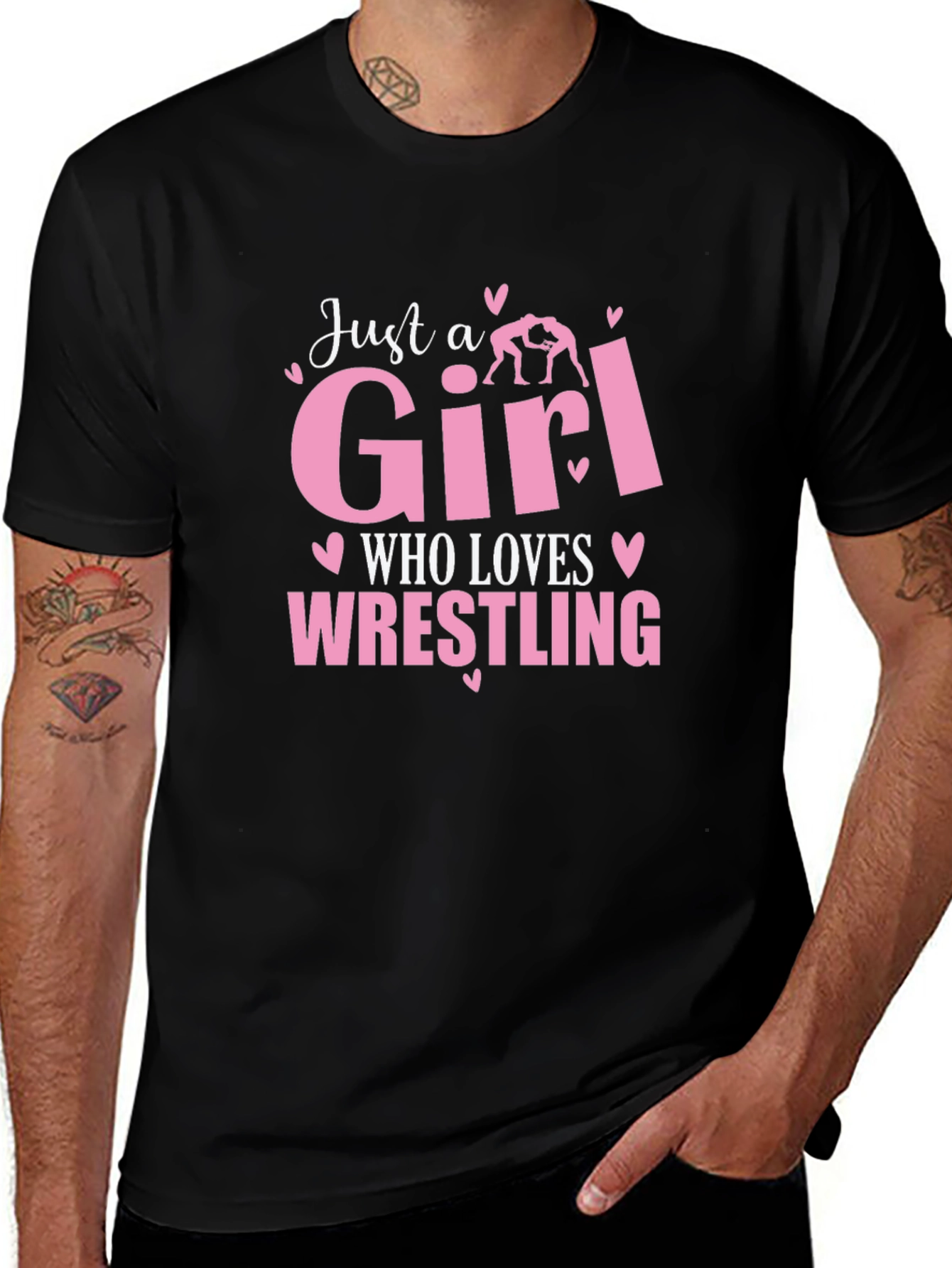 Girl Who Loves Wrestling Black T-Shirt