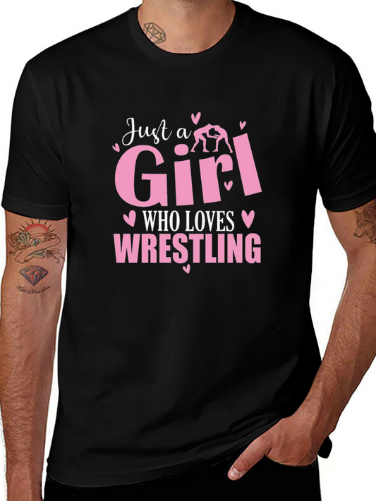 Girl Who Loves Wrestling Black T-Shirt