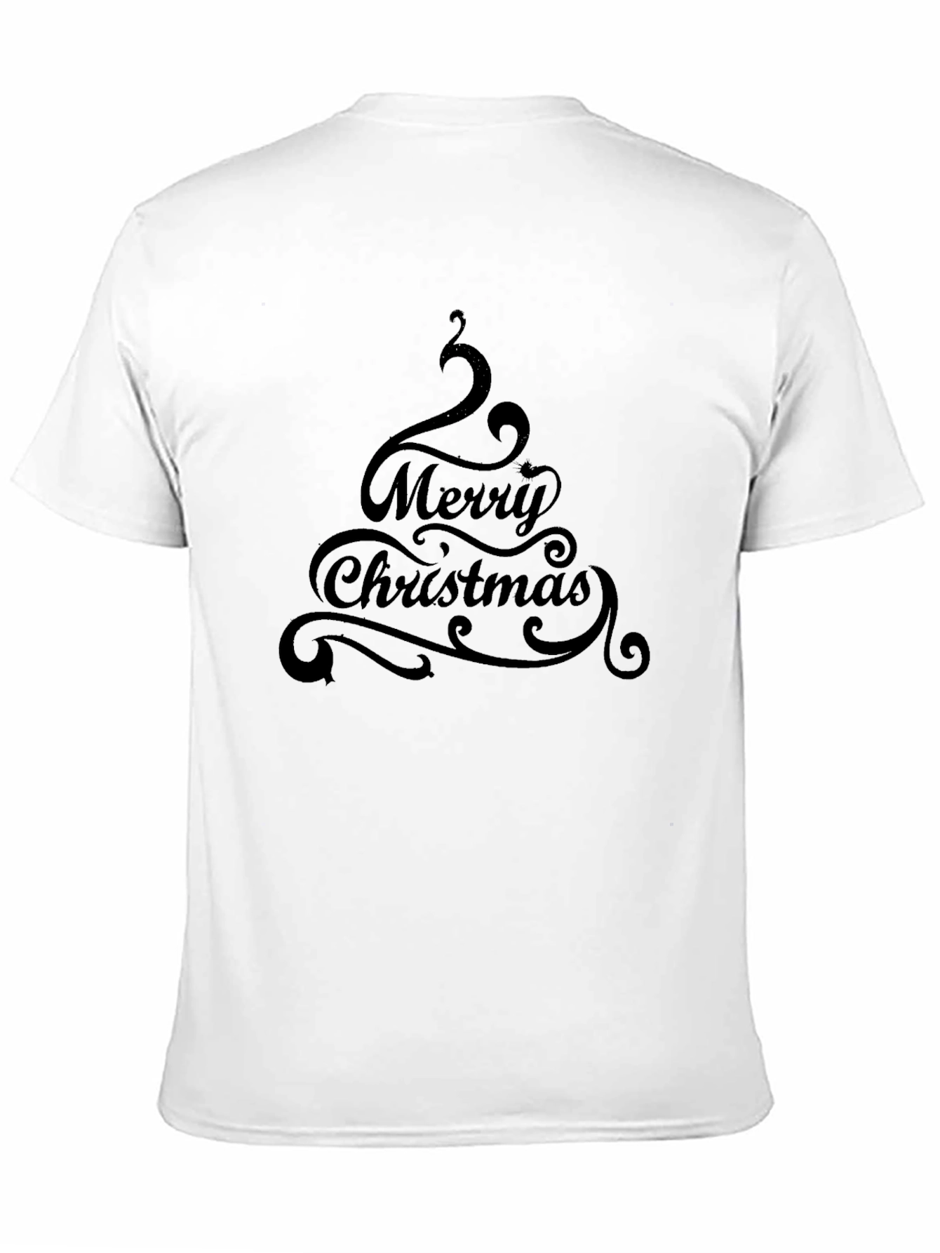 Festive Merry Christmas Tree Graphic Tee - Black