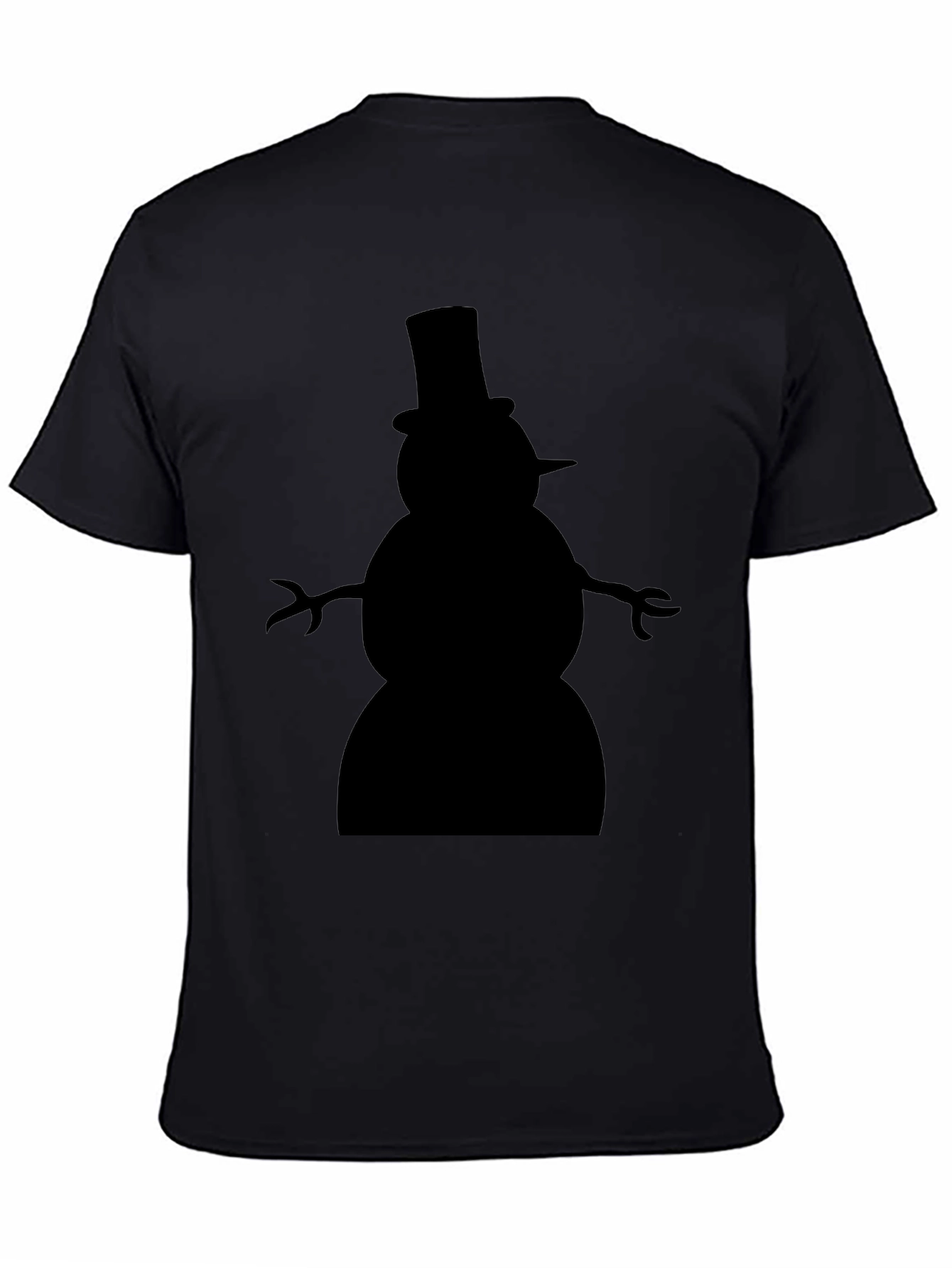 Mens Black T-Shirt with Snowman Silhouette