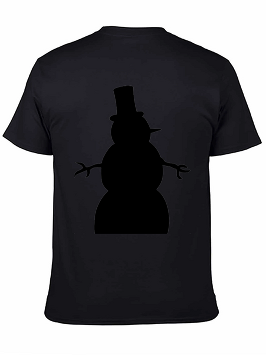Mens Black T-Shirt with Snowman Silhouette