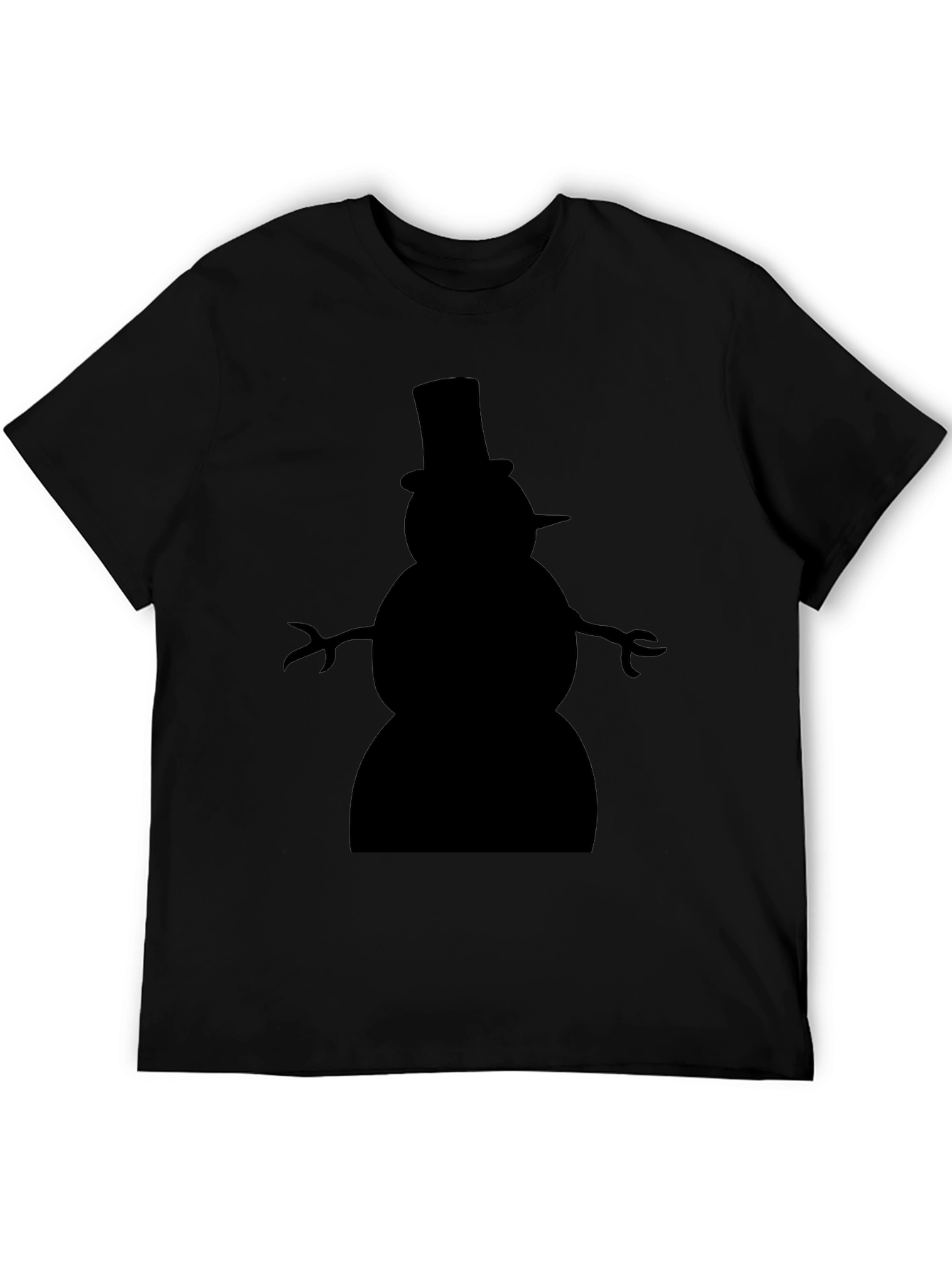 Mens Black T-Shirt with Snowman Silhouette